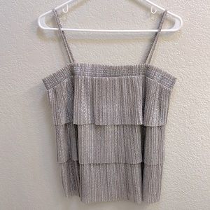 Brand New Anthropologie Silver Shimmer Top - Size M